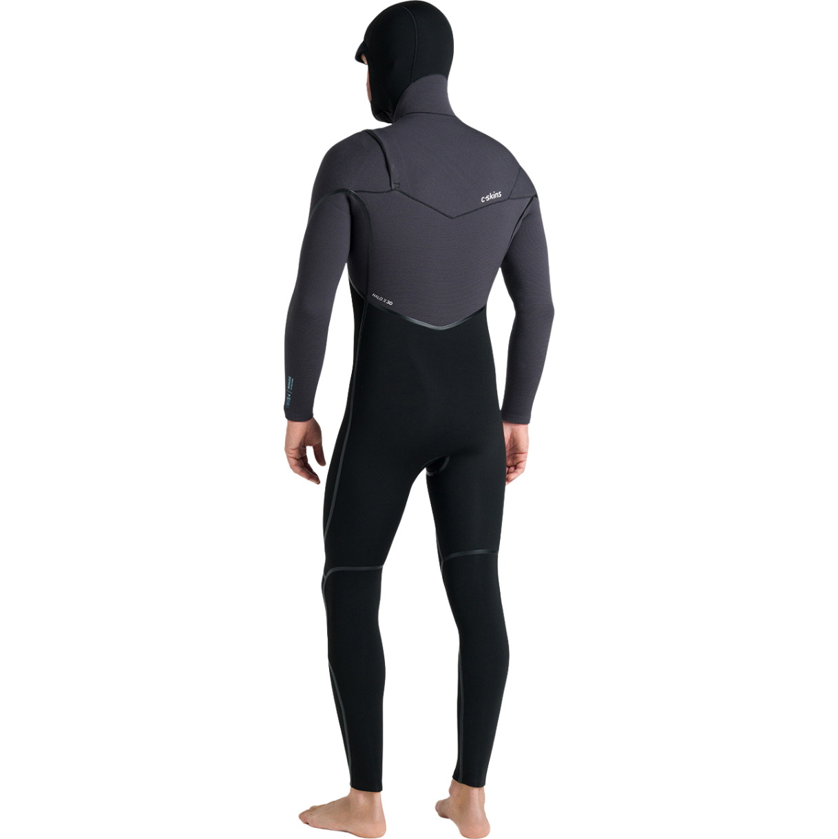2026 C-Skins Mens Nuwave Wired 5/4mm Hooded Chest Zip Wetsuit CWI54MH - Black / Meteor / Blue